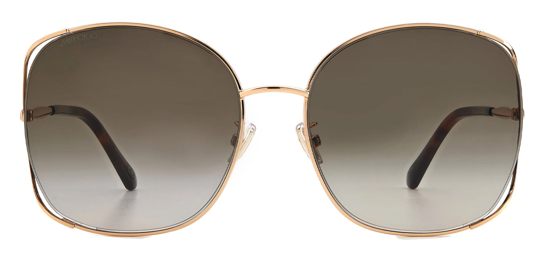 Jimmy Choo Tinka Women Gold Copper Oversized Sunglasses TINKAGSK-0DDB Brown Gradient Lens 61mm