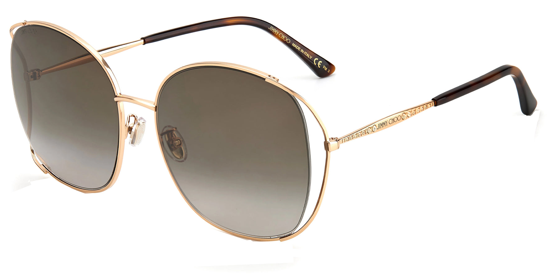 Jimmy Choo Tinka Women Gold Copper Oversized Sunglasses TINKAGSK-0DDB Brown Gradient Lens 61mm