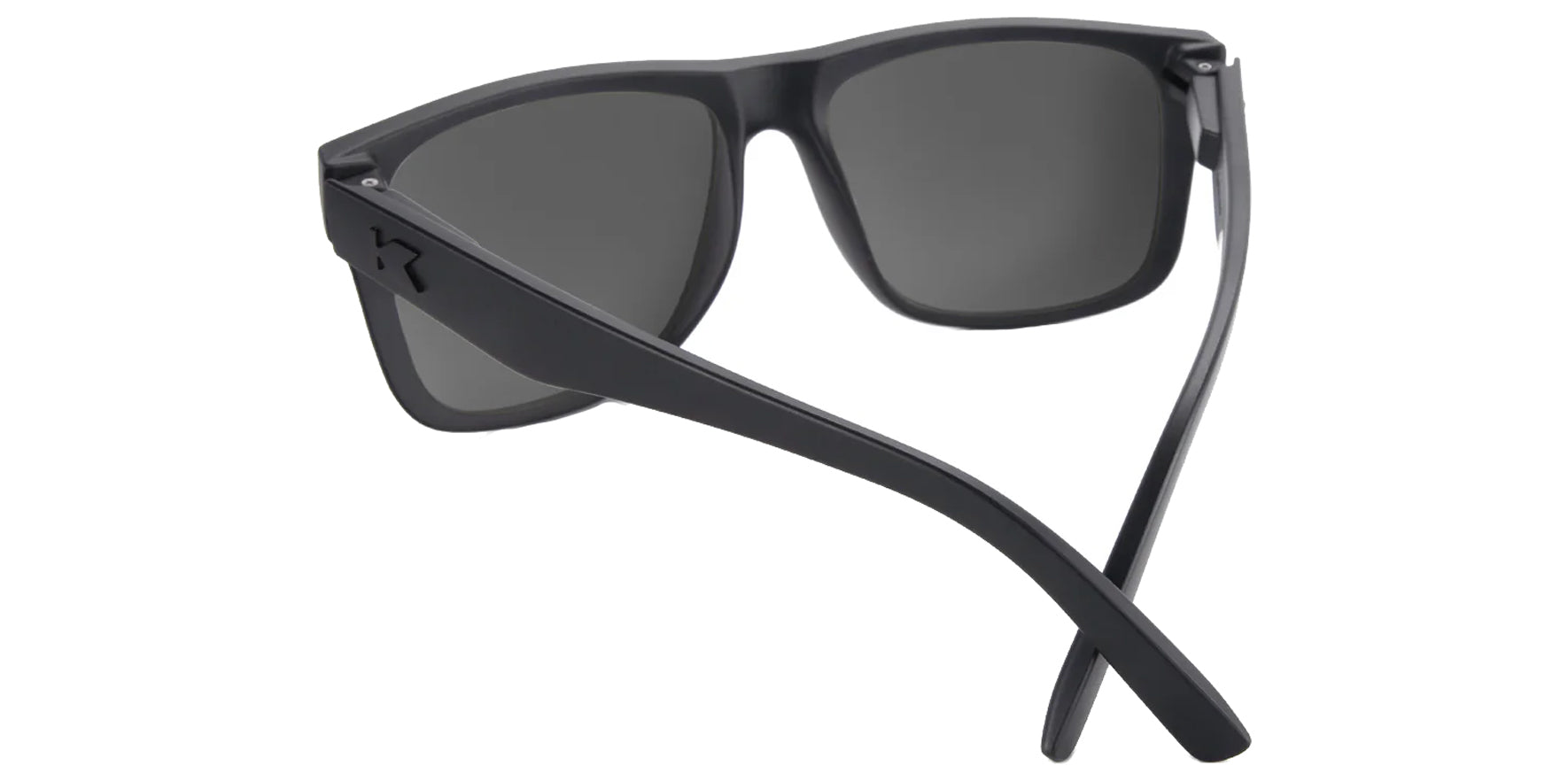 Knockaround Torrey Pines Matte Black Square Sunglasses TPSB3080 Polarized Sky Blue Mirrored Lens 58mm