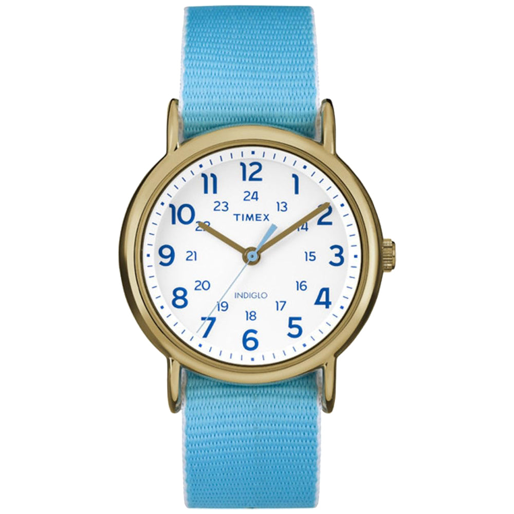 Timex Weekender Women's Gold-Tone Brass Watch w/ Reversible Nylon Band, Round 38mm Case - TW2P901009J