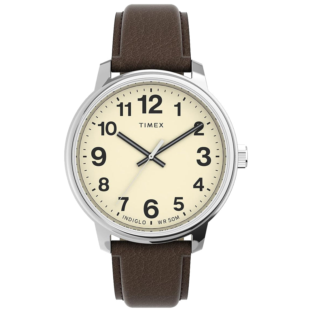Timex Easy Reader Men's Silver-Tone Brass Watch, Round 43mm Case - TW2V213009J