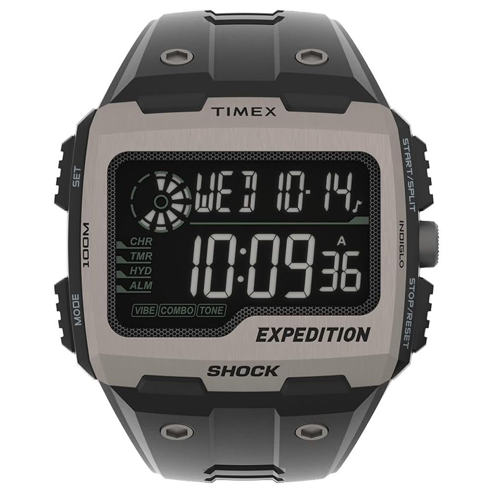 Timex Expedition Grid Shock Men's Black Resin Watch, Tonneau 50mm Case - TW4B24900VQ