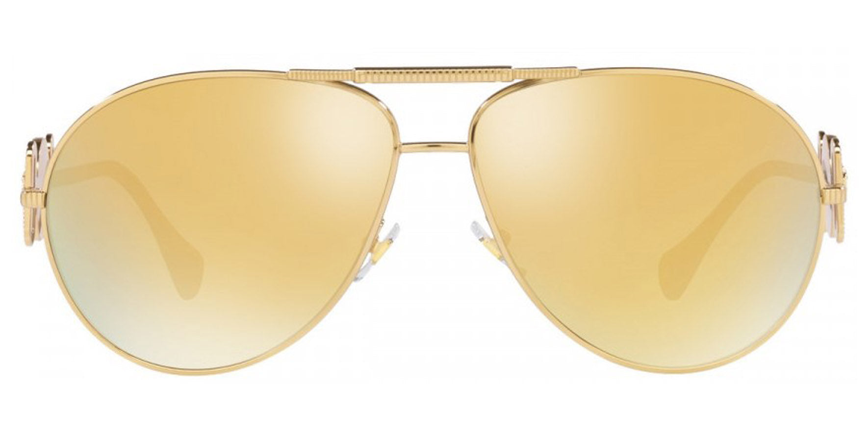 Versace Gold-Tone Oversize Aviator Sunglasses VE2249-10027P Brown Mirrored Gold Lens 65mm - Made in Italy