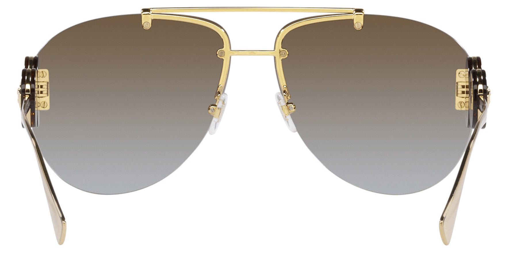 Versace Double Medusa Women Gold-Tone Rimless Aviator Sunglasses VE2250-148889 Dark Grey Lens 63mm - Made in Italy