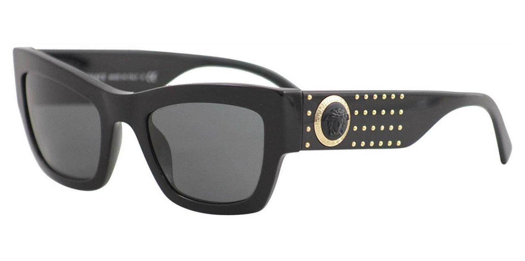 Versace Black Medusa Ares Women Black Square Sunglasses VE4358-529587 Gray Lens 52mm