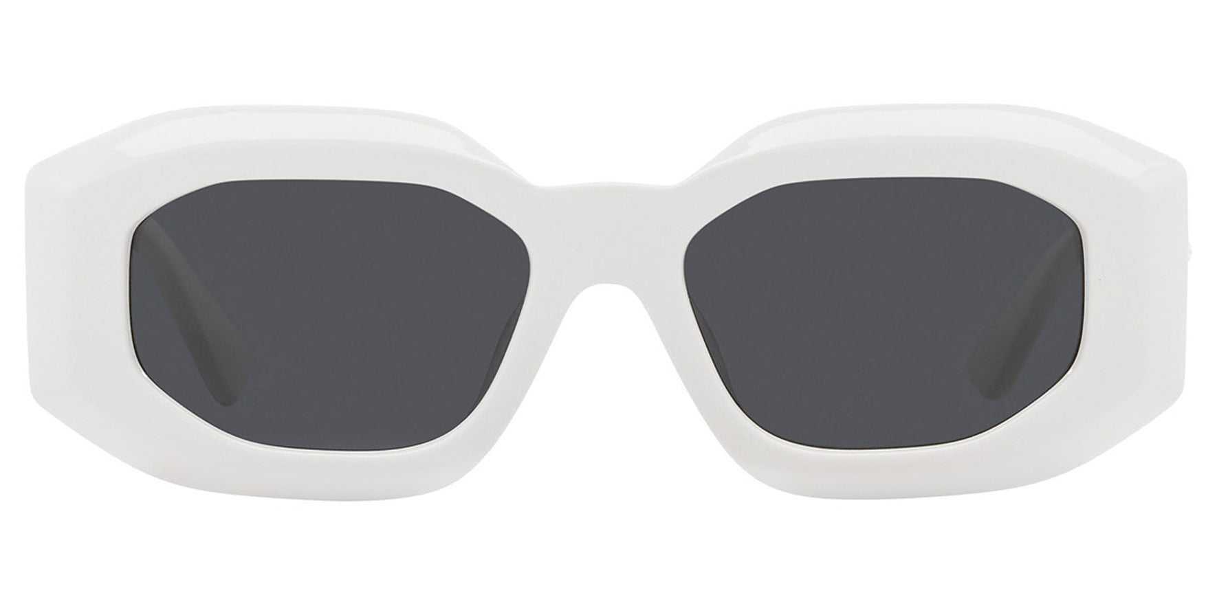 Versace Women White Geometric Rectangle w/ Medusa Temples Sunglasses VE4425U-543887 Dark Grey Lens 54mm