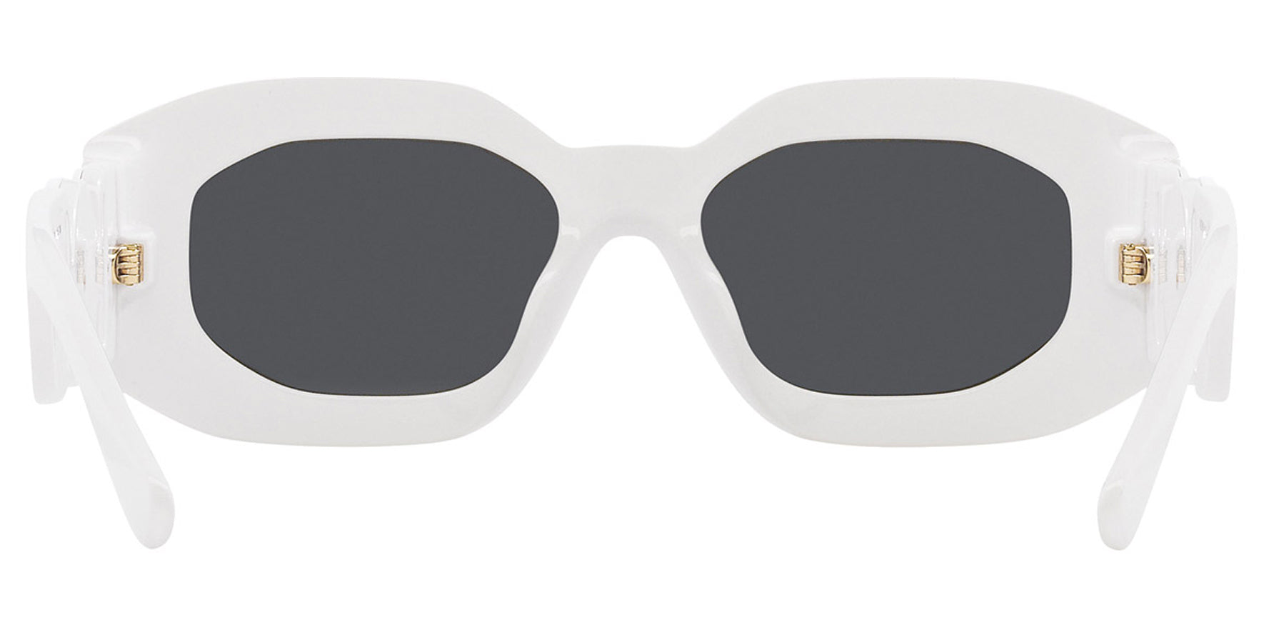 Versace Women White Geometric Rectangle w/ Medusa Temples Sunglasses VE4425U-543887 Dark Grey Lens 54mm