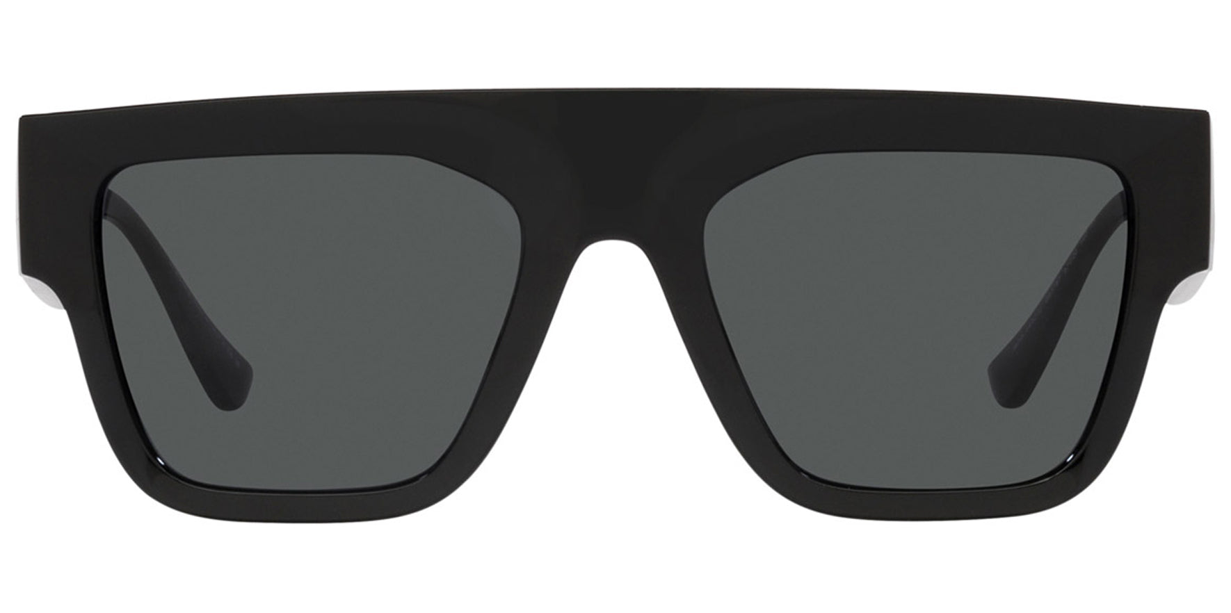 Versace Men Black Flat-Top Square w/ Cutaway Branding Sunglasses VE4430U-GB187 Dark Grey Lens 53mm