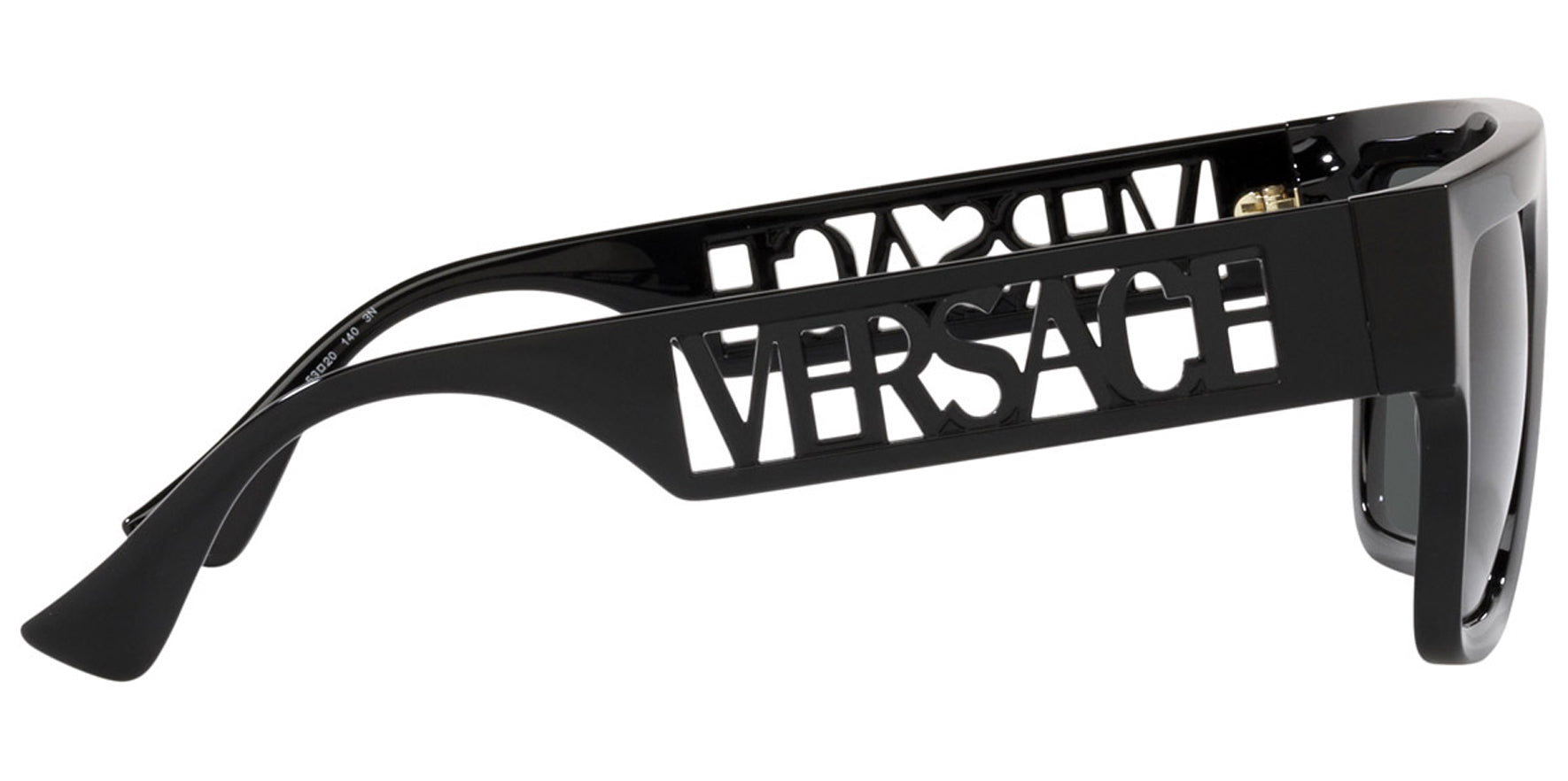 Versace Men Black Flat-Top Square w/ Cutaway Branding Sunglasses VE4430U-GB187 Dark Grey Lens 53mm