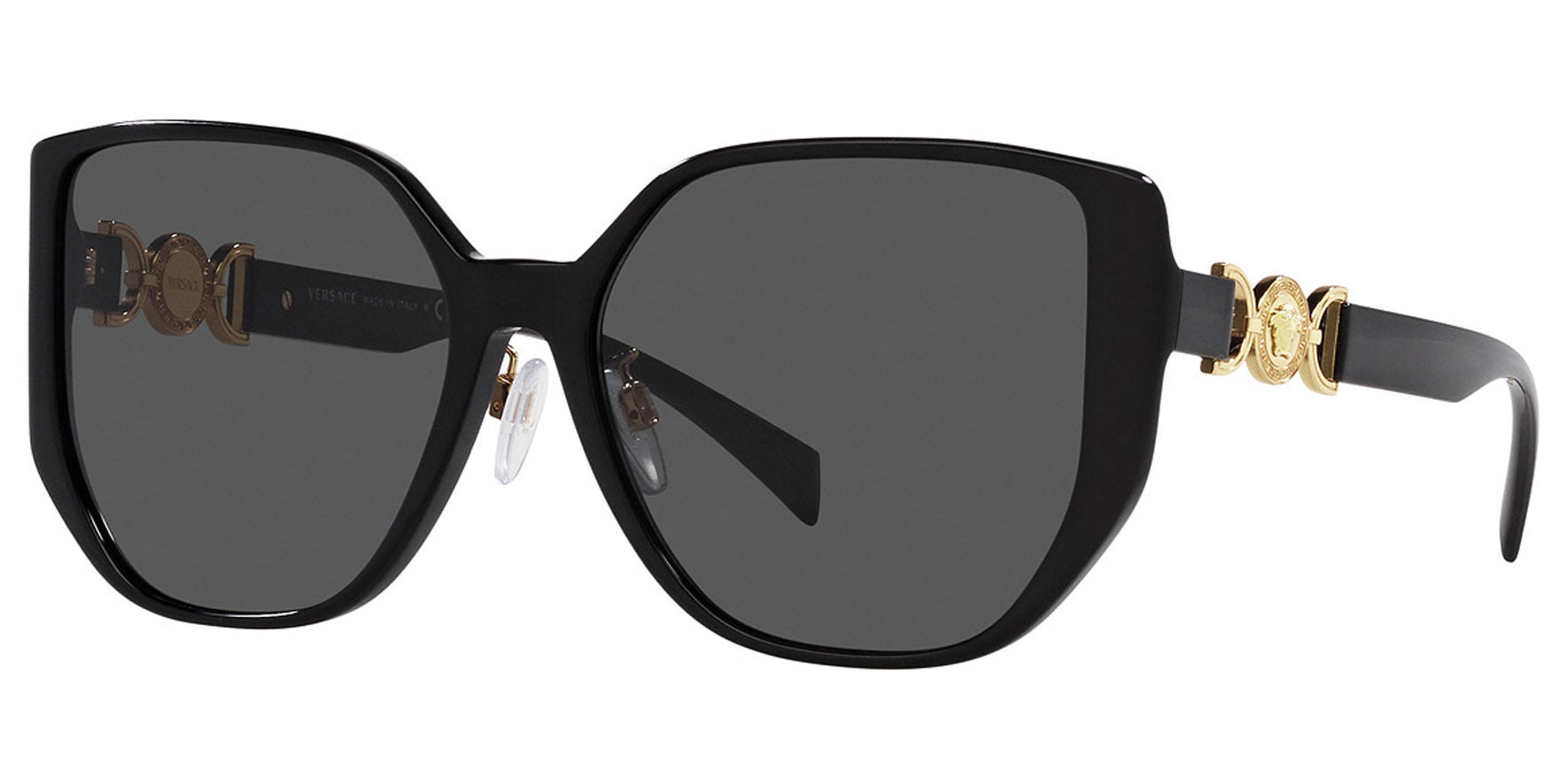 Versace Women Shiny Black Butterfly Sunglasses VE4449D-GB187 Dark Grey Lens 58mm - Made in Italy