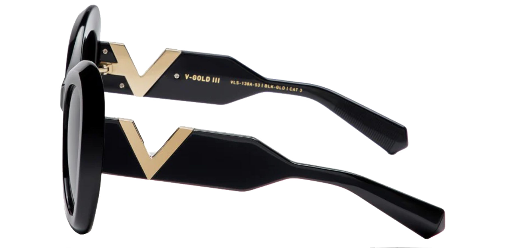 Valentino V-Gold III Women Black Butterfly Sunglasses VLS-138A Smoke Grey Lens 53mm