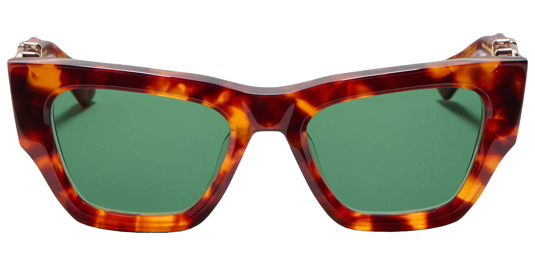 Valentino V-Sette Women Honey Havana Squared Cat Eye Sunglasses VLS-166B Dark Green Lens 52mm