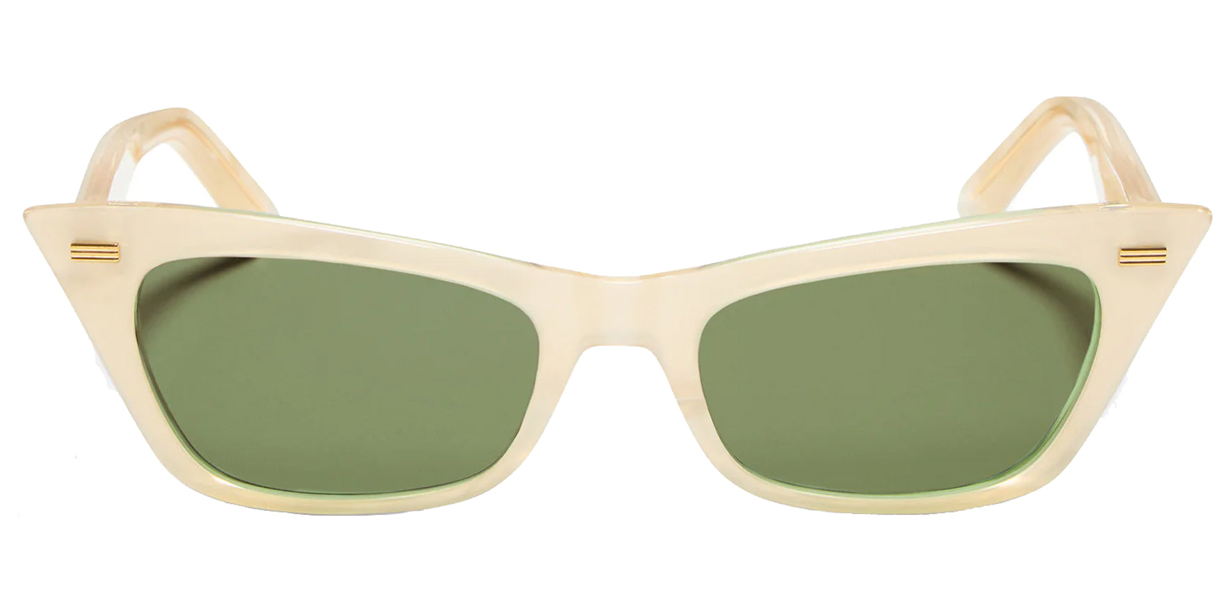 Valentino Women Champagne Pearl Cat Eye Sunglasses VLS-176A Medium Green Lens 51mm