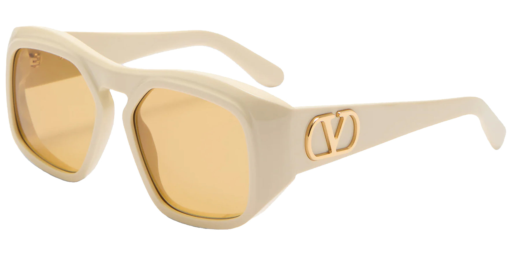 Valentino Ivory Rectangular Sunglasses VLS-179C Amber Lens 55mm
