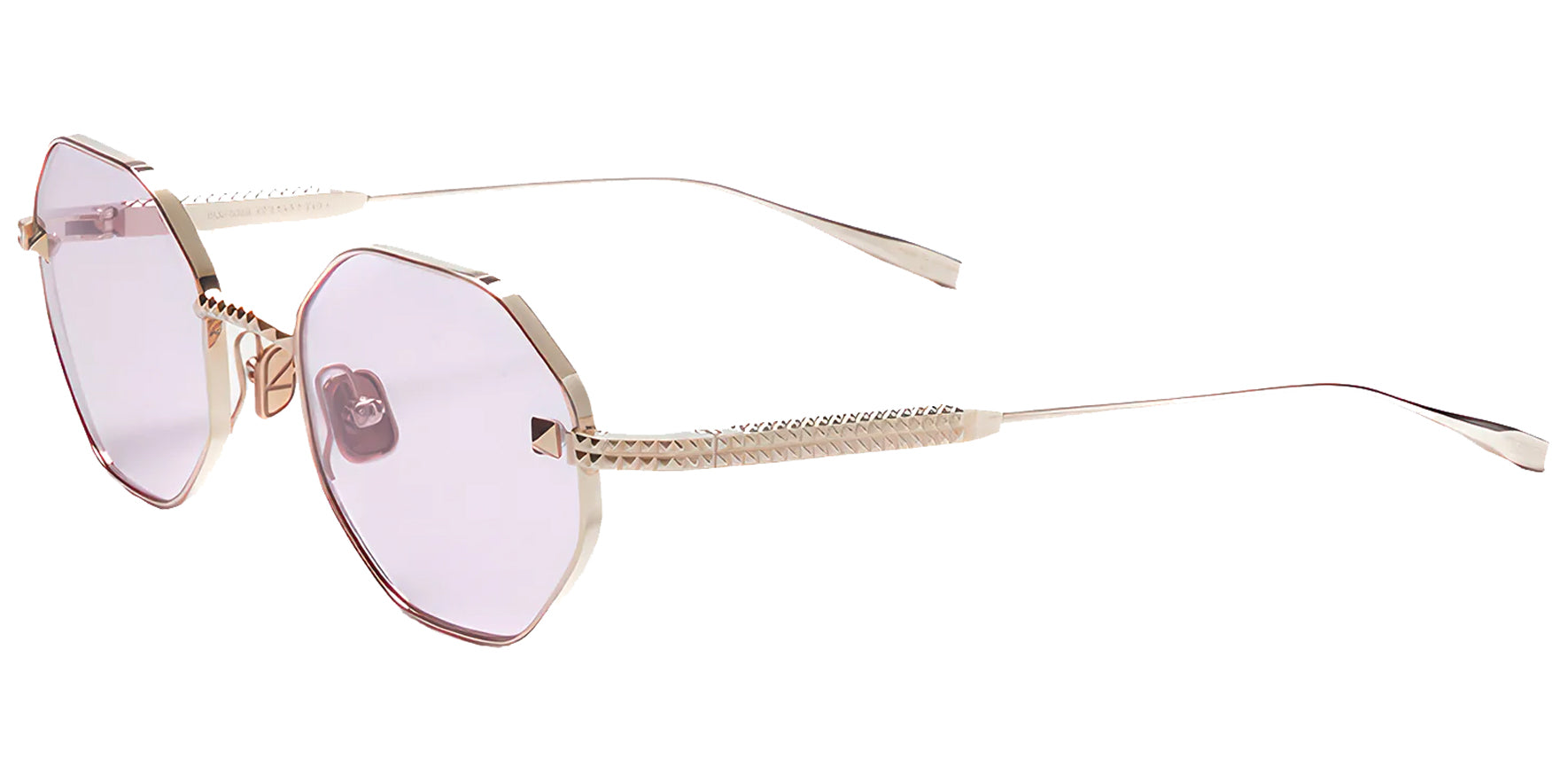 Valentino V-Stud Women White Gold Geometric Sunglasses VLX-122A Light Pink Lens 52mm