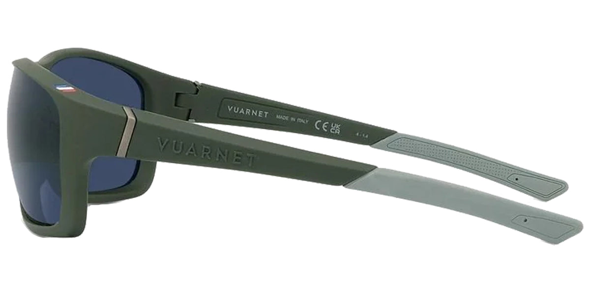 Vuarnet Racing 02 Men Matte Dark Green/Khaki Wraparound Sunglasses VU40021U-6497D Polarized Grey Polarlynx Lens 64mm