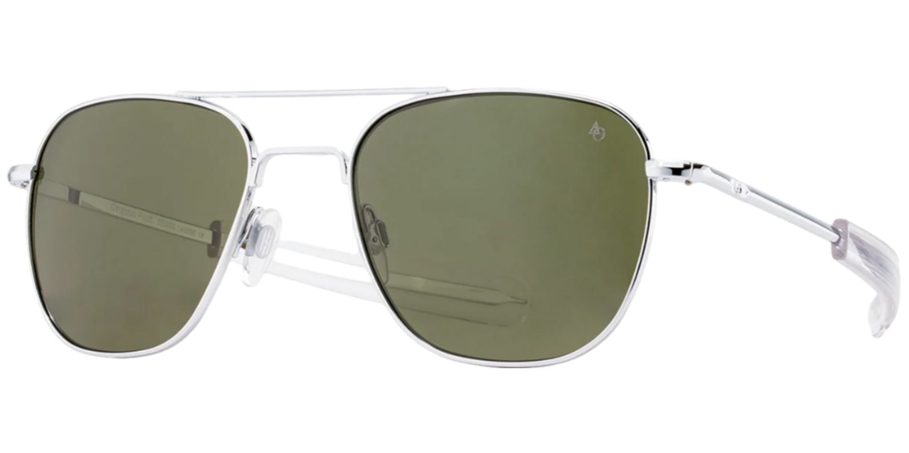 American Optical Men Silver-Tone Original Pilot Sunglasses OP-252BTCLGNG Green Calobar Lens 52mm