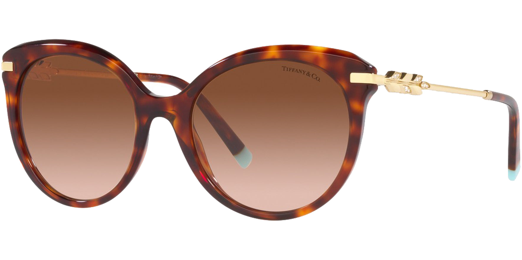 Tiffany & Co. Women Havana Round Cat Eye Sunglasses TF4189B-80023B Brown Gradient Lens 55mm