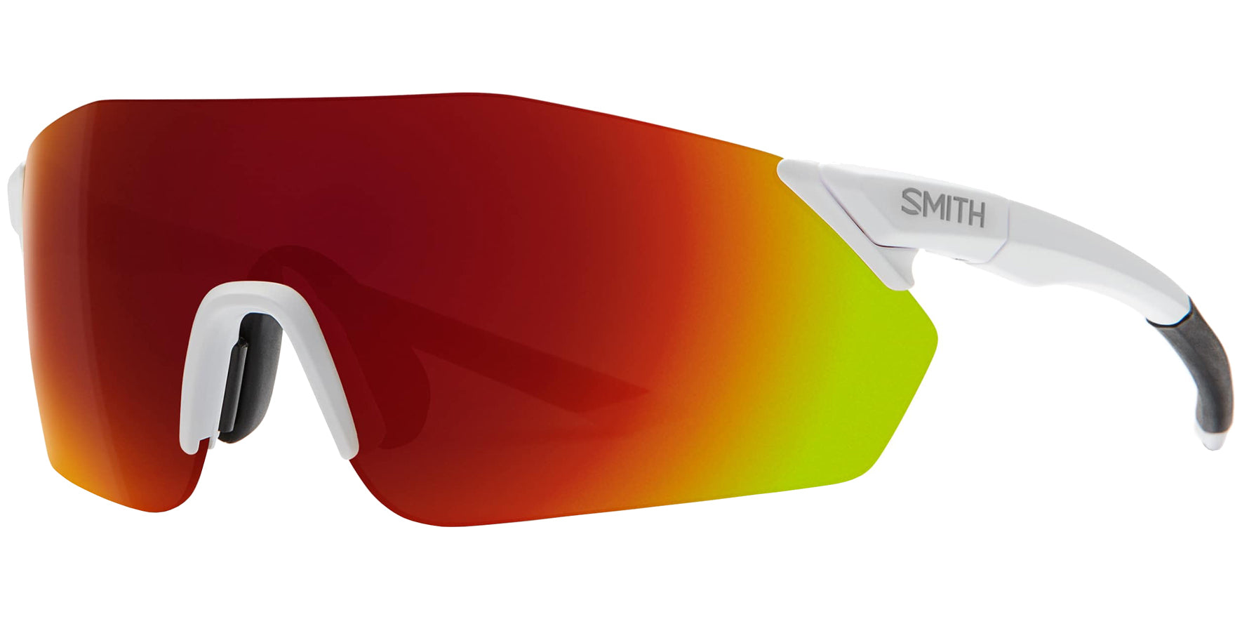 Smith Optics Reverb Matte White Rimless Shield Sunglasses 2015216HT99X6 ChromaPop Red Mirrored Lens 135mm