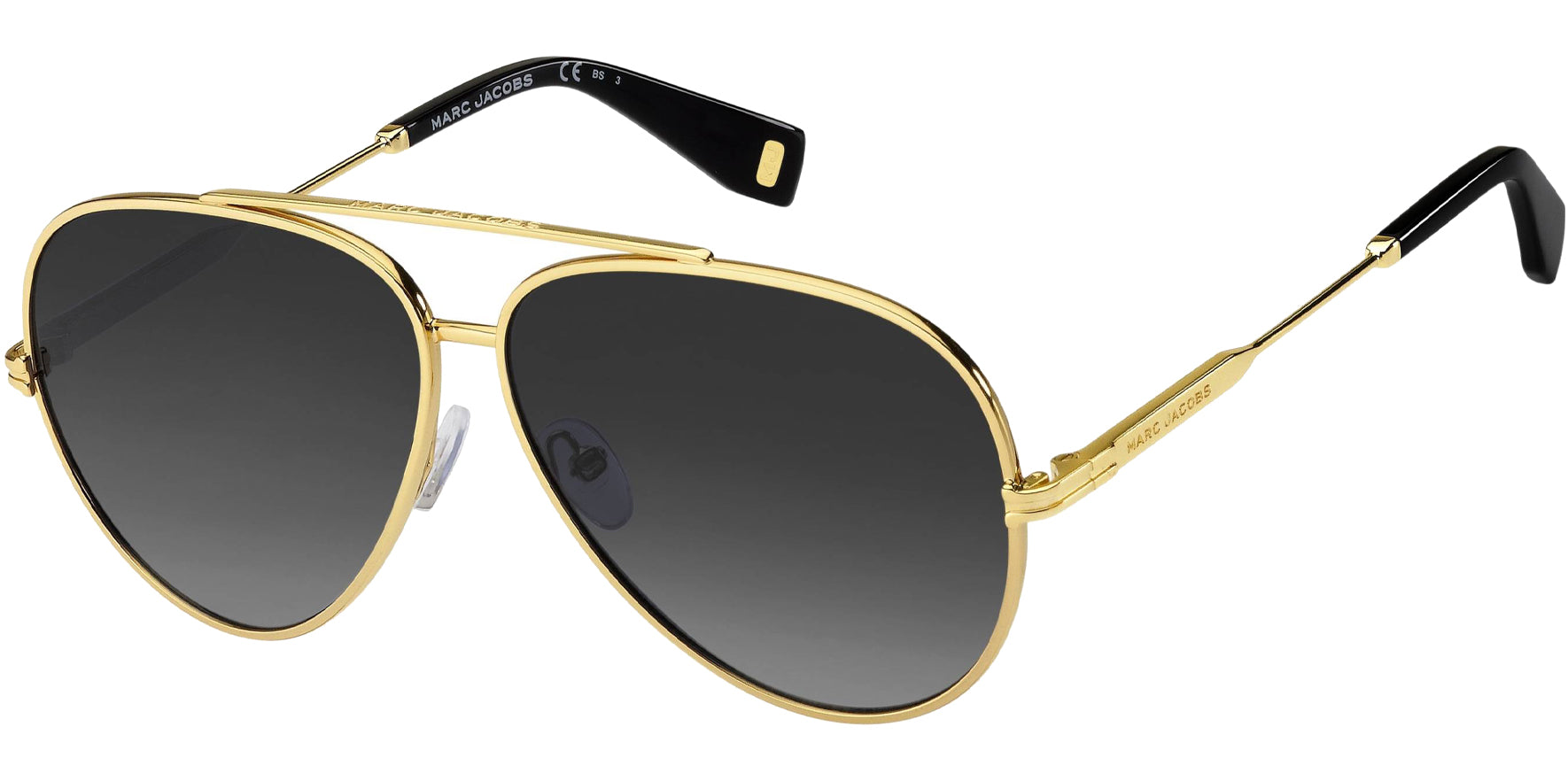 Marc Jacobs Women Yellow Gold-Tone Aviator Sunglasses MJ1007S-0001-9O Grey Gradient Lens 60mm