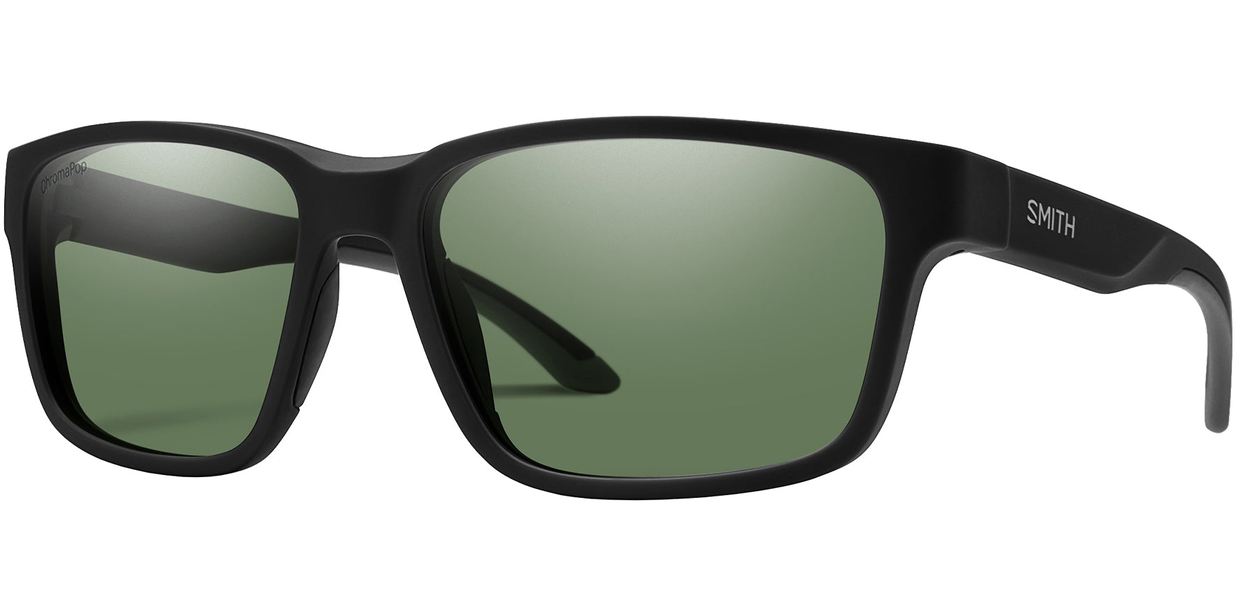 Smith Optics Basecamp Men Matte Black Modern Square Sunglasses 20192900359L7 ChromaPop Gray Green Mirrored Polarized Lens 58mm