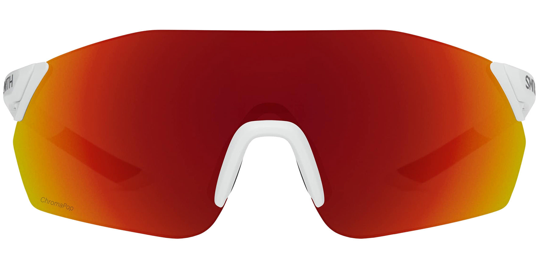 Smith Optics Reverb Matte White Rimless Shield Sunglasses 2015216HT99X6 ChromaPop Red Mirrored Lens 135mm