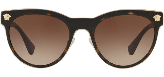 Versace Women Dark Havana Rounded Cat-Eye Sunglasses VE2198-125213 Brown Gradient Lens 54mm