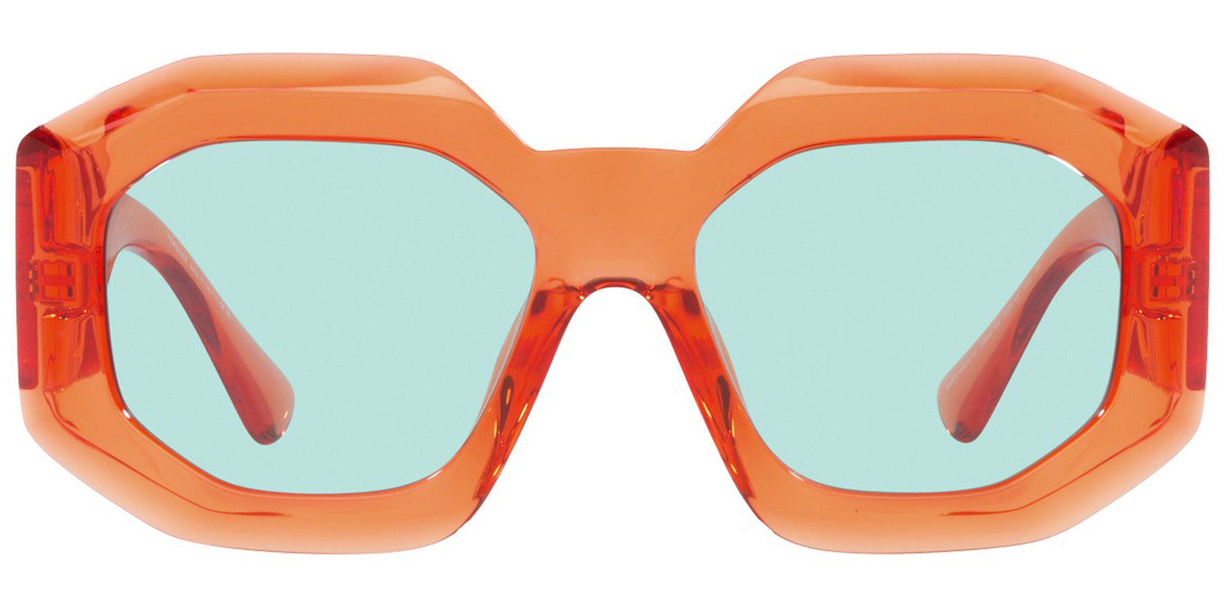 Versace Women Transparent Orange Geometric Rectangle Sunglasses VE4424U-536265 Light Azure Lens 56mm