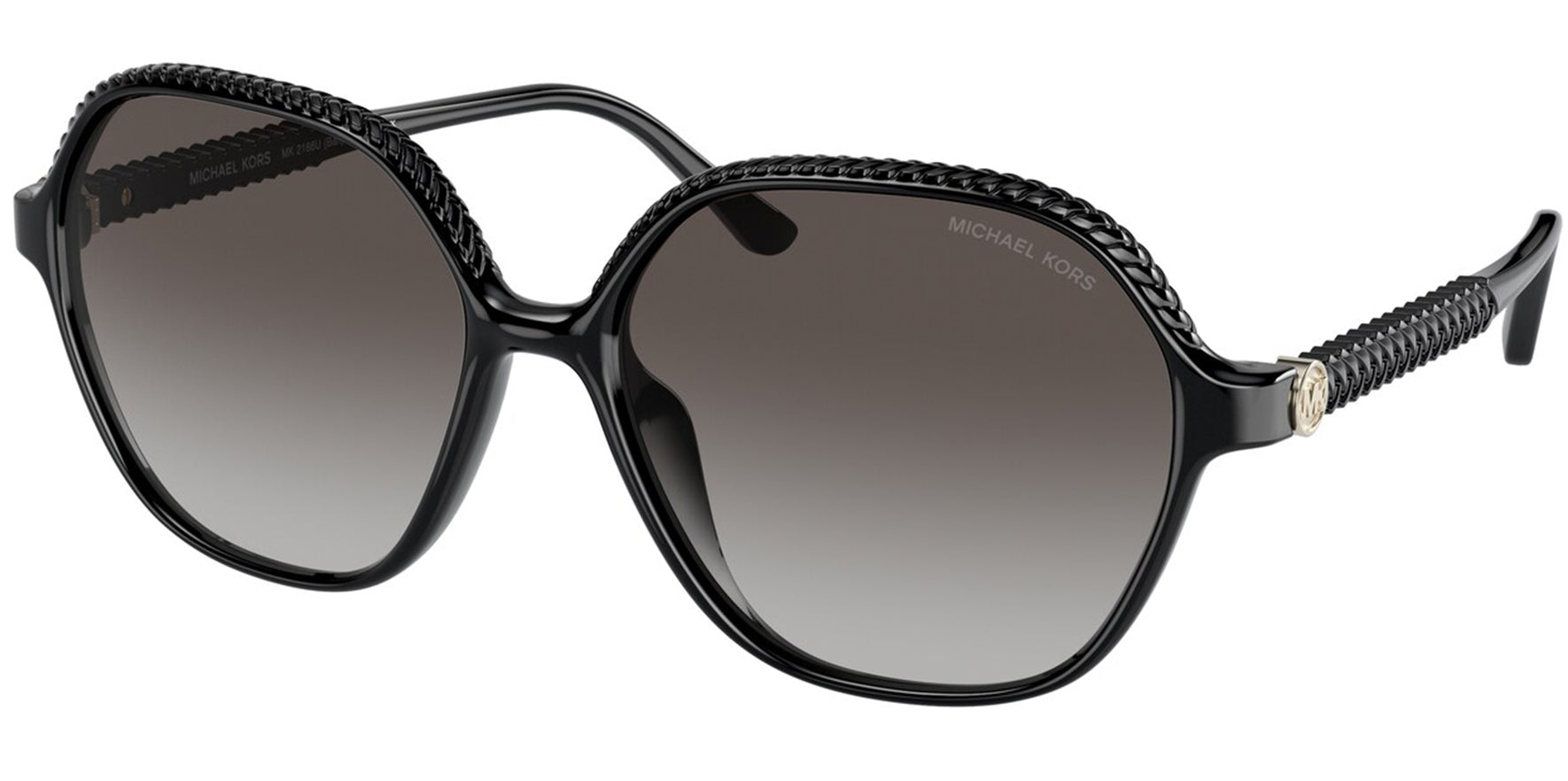 Michael Kors Bali Women Black Geometric Sunglasses w/ Braid Detail MK2186U-30058G Dark Gray Gradient Lens 58mm