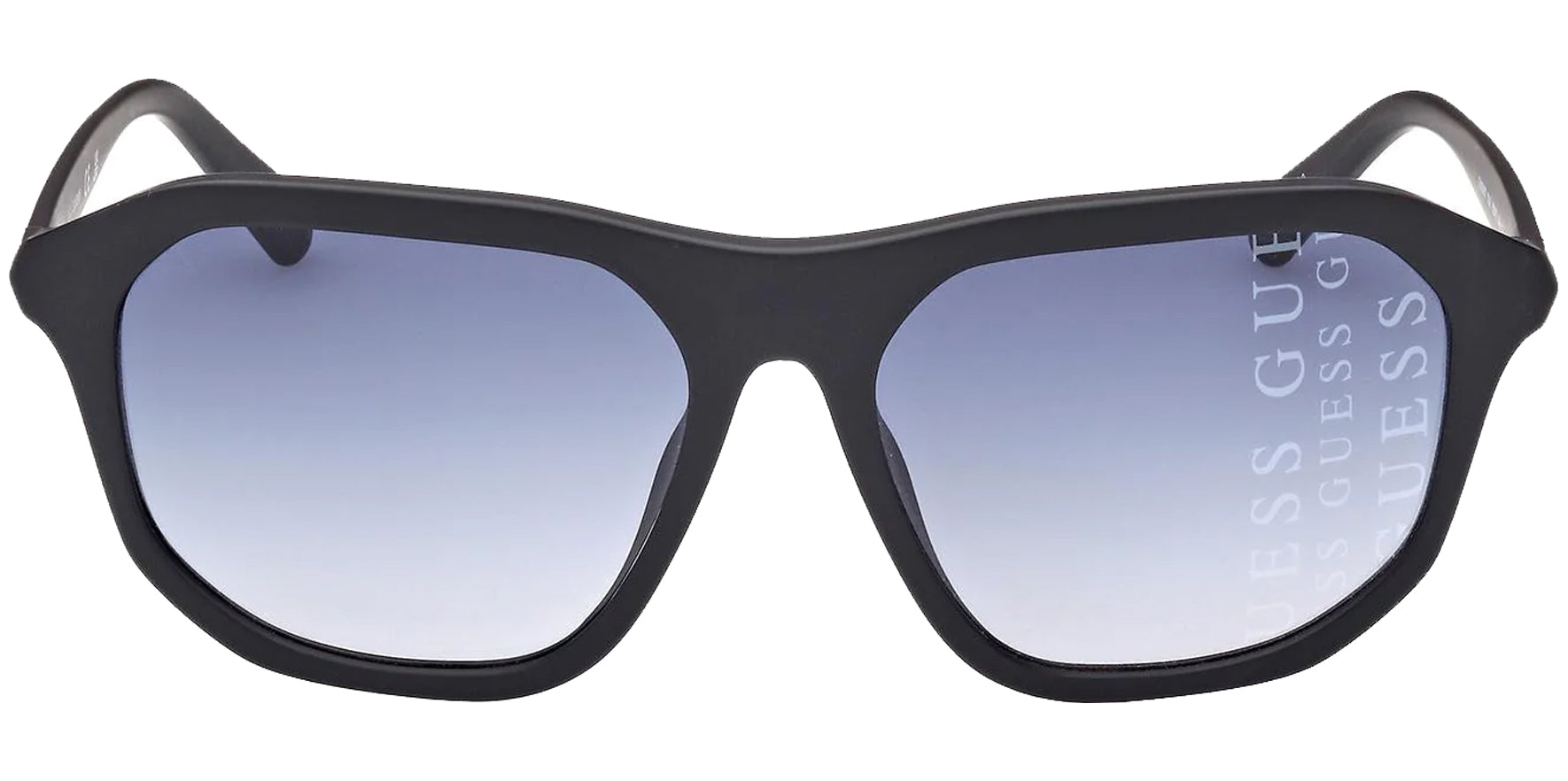 Guess Men Matte Black Geometric Square Sunglasses GU00057-02W Blue Gradient Lens 60mm