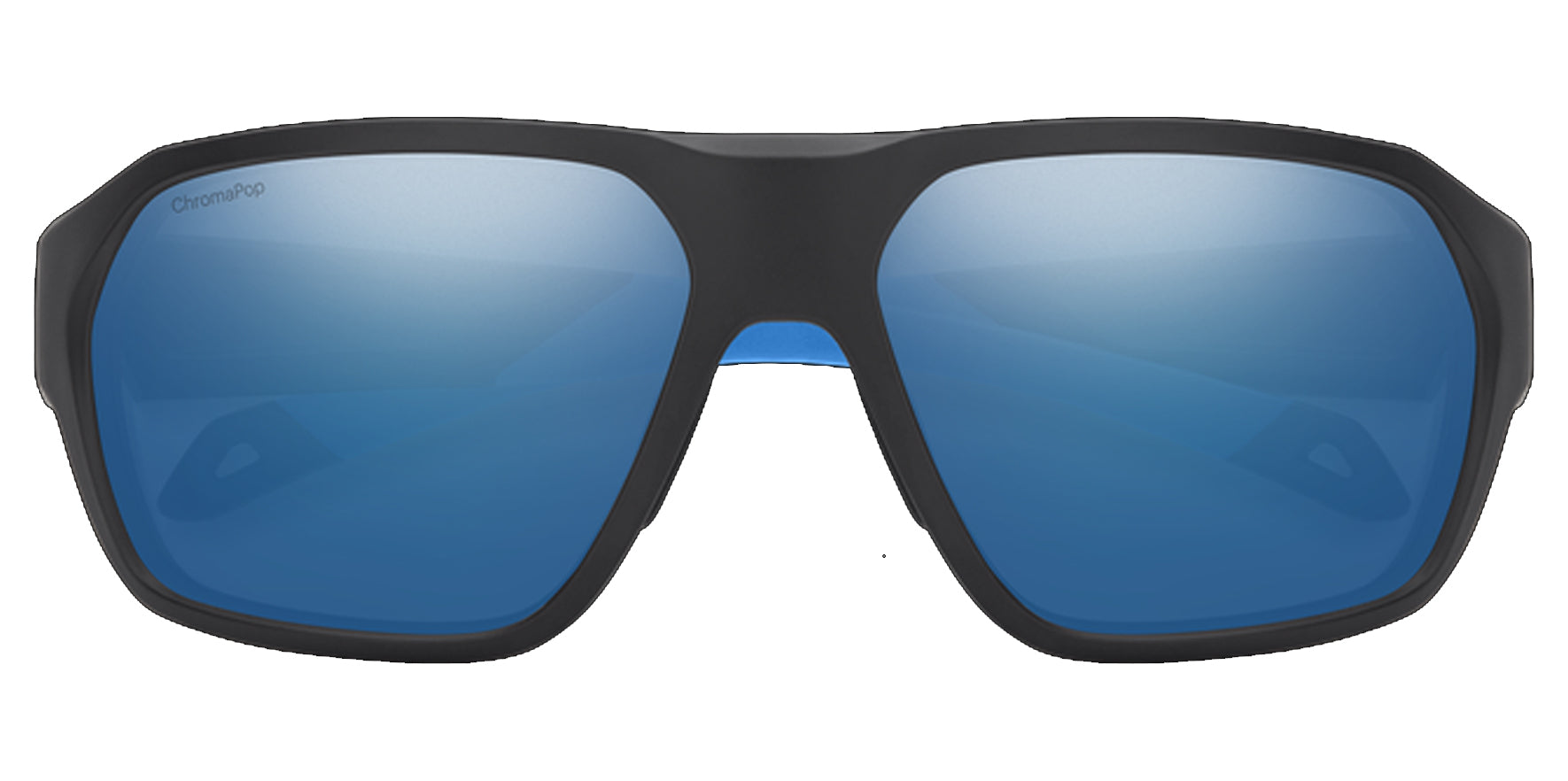 Smith Optics Deckboss Men ChromaPop Matte Black/Blue Wrap Sunglasses 2040660VK63QG Blue Mirrored Polarized Lens 63mm