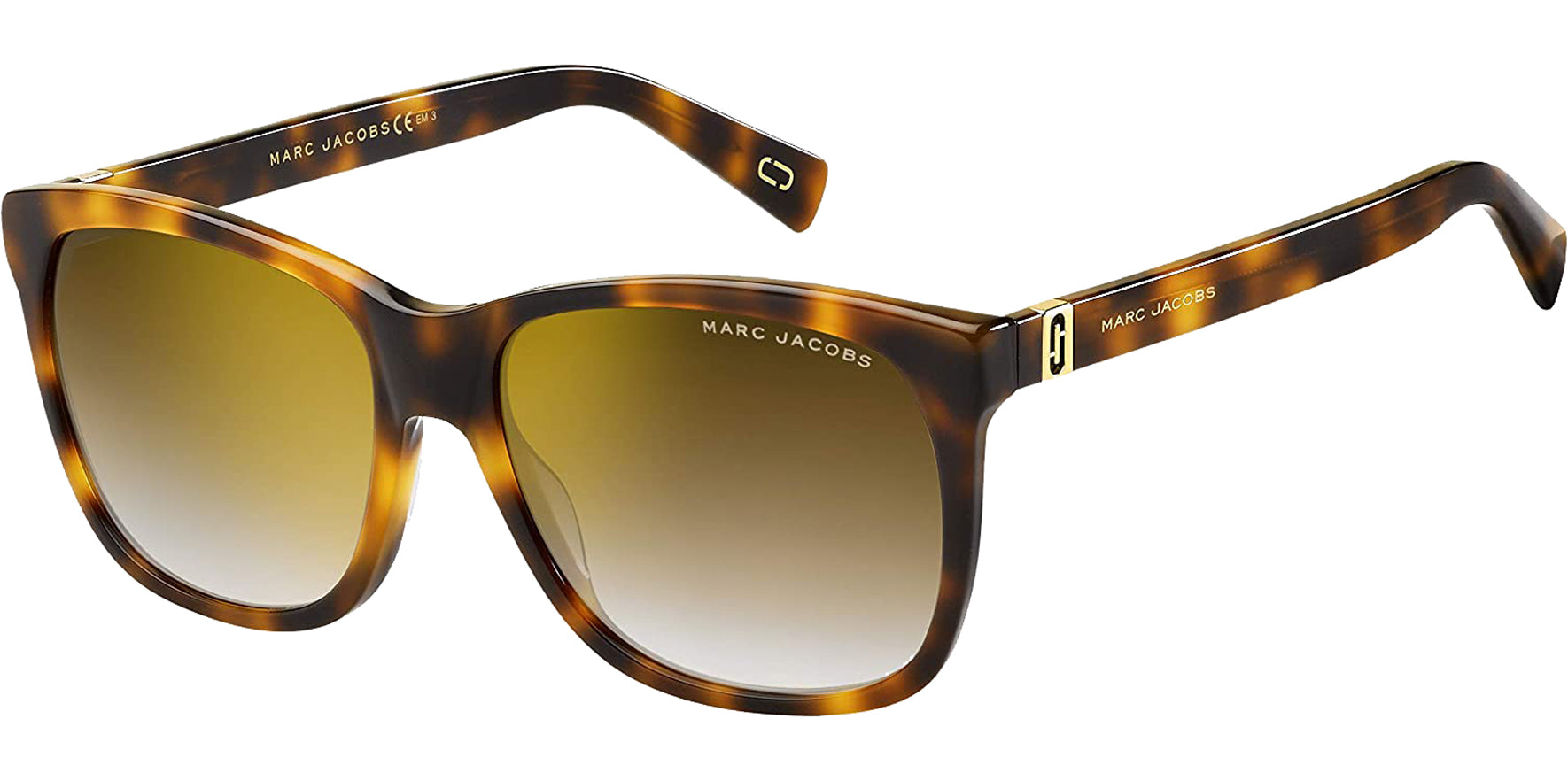 Marc Jacobs Women Havana Square Sunglasses MARC337S-005L-JL Mirrored Gradient Brown-Gold Lens 57mm