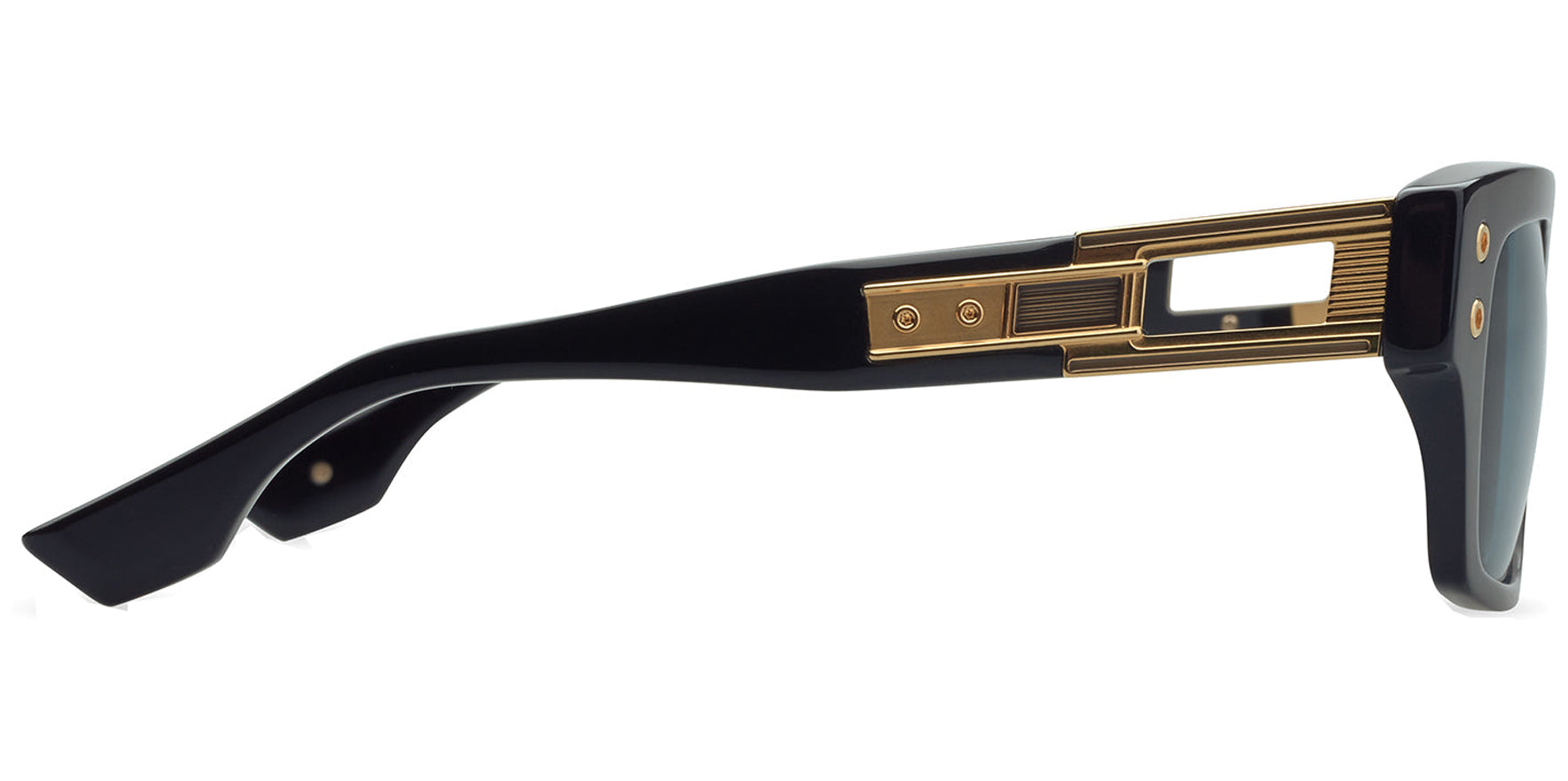 DITA Grandmaster-Seven Black/Yellow Gold Rectangle Sunglasses DTS407-A-01 Dark Turquoise Lens 57mm