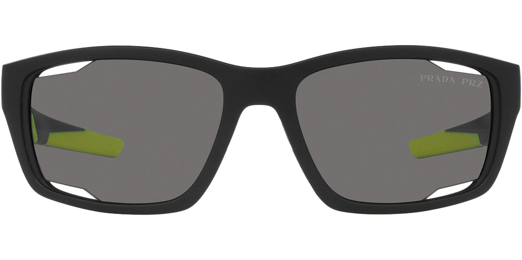 Prada Linea Rossa Men Matte Black Soft Rectangle Sport Sunglasses PS04YS-17G02G Dark Gray Polarized Lens 57mm