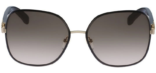 Salvatore Ferragamo Women Black/Light Gold-Tone Butterfly Sunglasses SF150S-733 Brown Gradient Lens 59mm