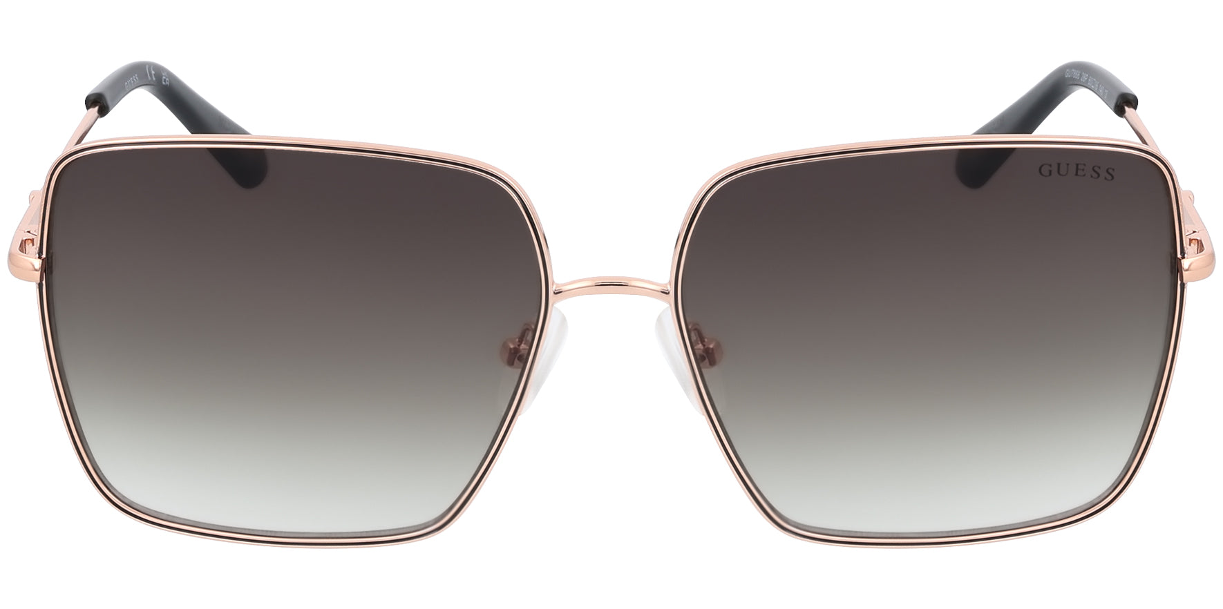 Guess Women Shiny Rose Gold-Tone Oversized Square Sunglasses GU7866-28P Green Gradient Lens 60mm