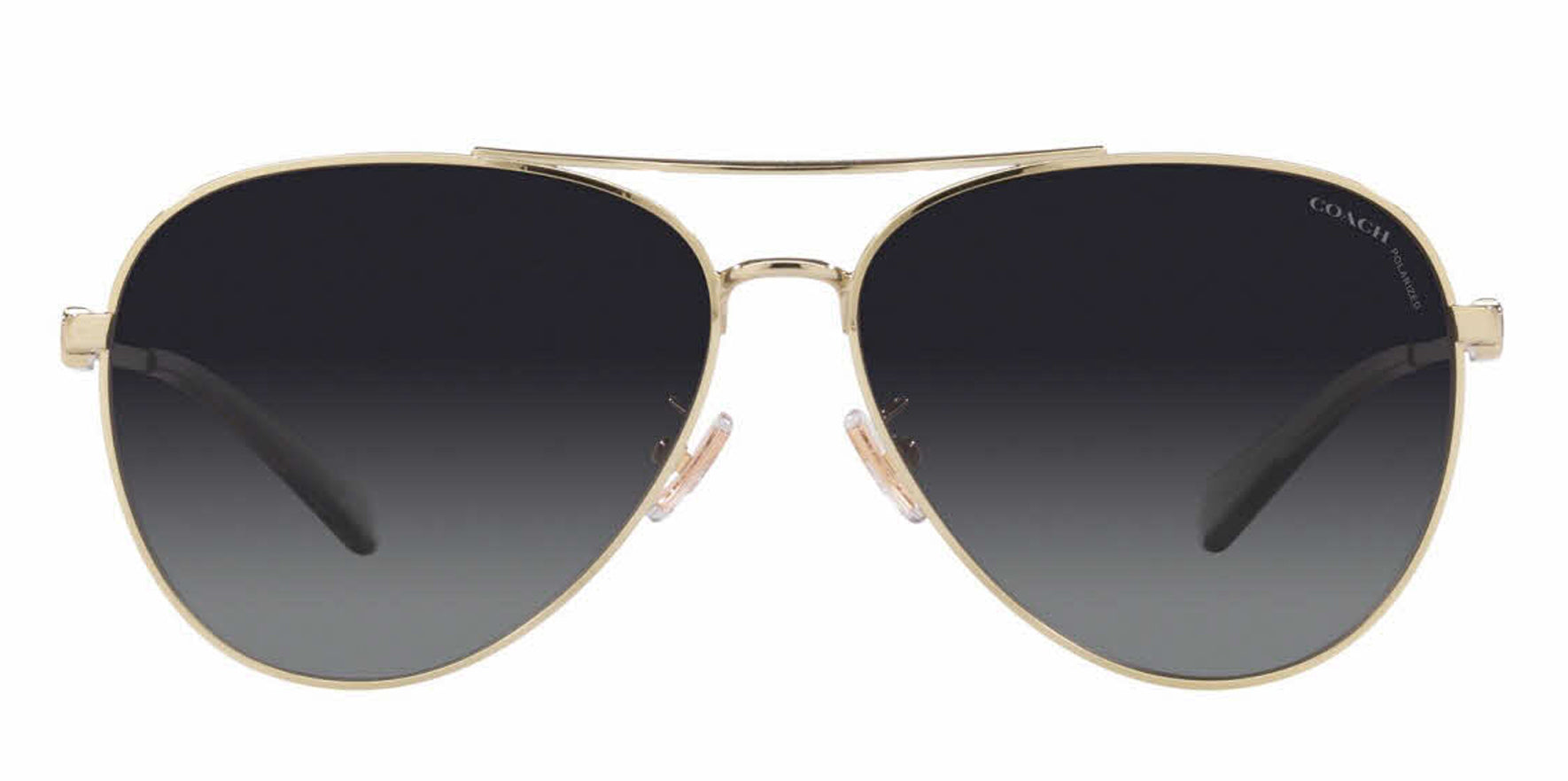 Coach Women Shiny Light Gold Tone Aviator Sunglasses HC7140 9005T3 Gre