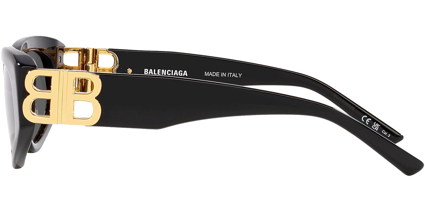 Balenciaga Women Black Oval Cat Eye Sunglasses BB0095S-001 Grey Lens 53mm