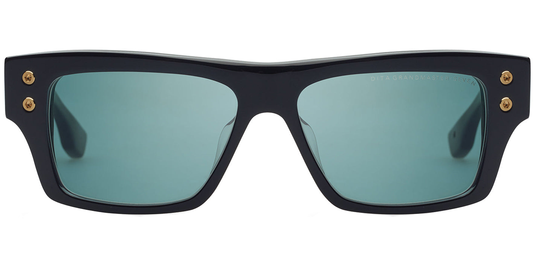 DITA Grandmaster-Seven Black/Yellow Gold Rectangle Sunglasses DTS407-A-01 Dark Turquoise Lens 57mm