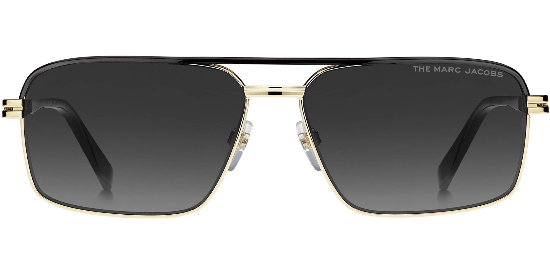 Marc Jacobs Men Gold-Tone/Black Rectangle Sunglasses MARC473S-0RHL-9O Grey Gradient Lens 59mm