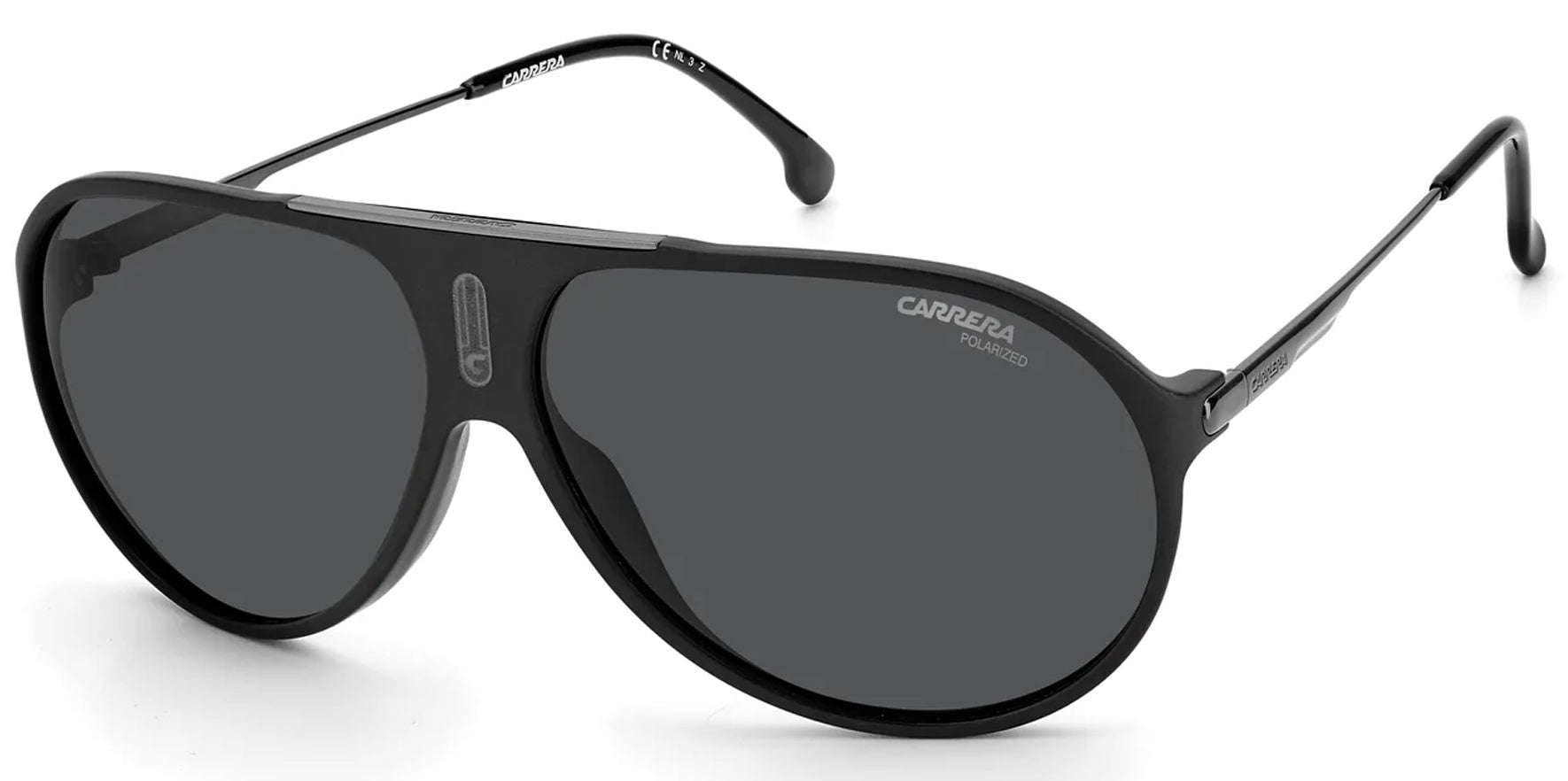 Carrera Hot65 Matte Black Pilot Sunglasses HOT65S-0003-M9 Grey Polarized Lens 63mm