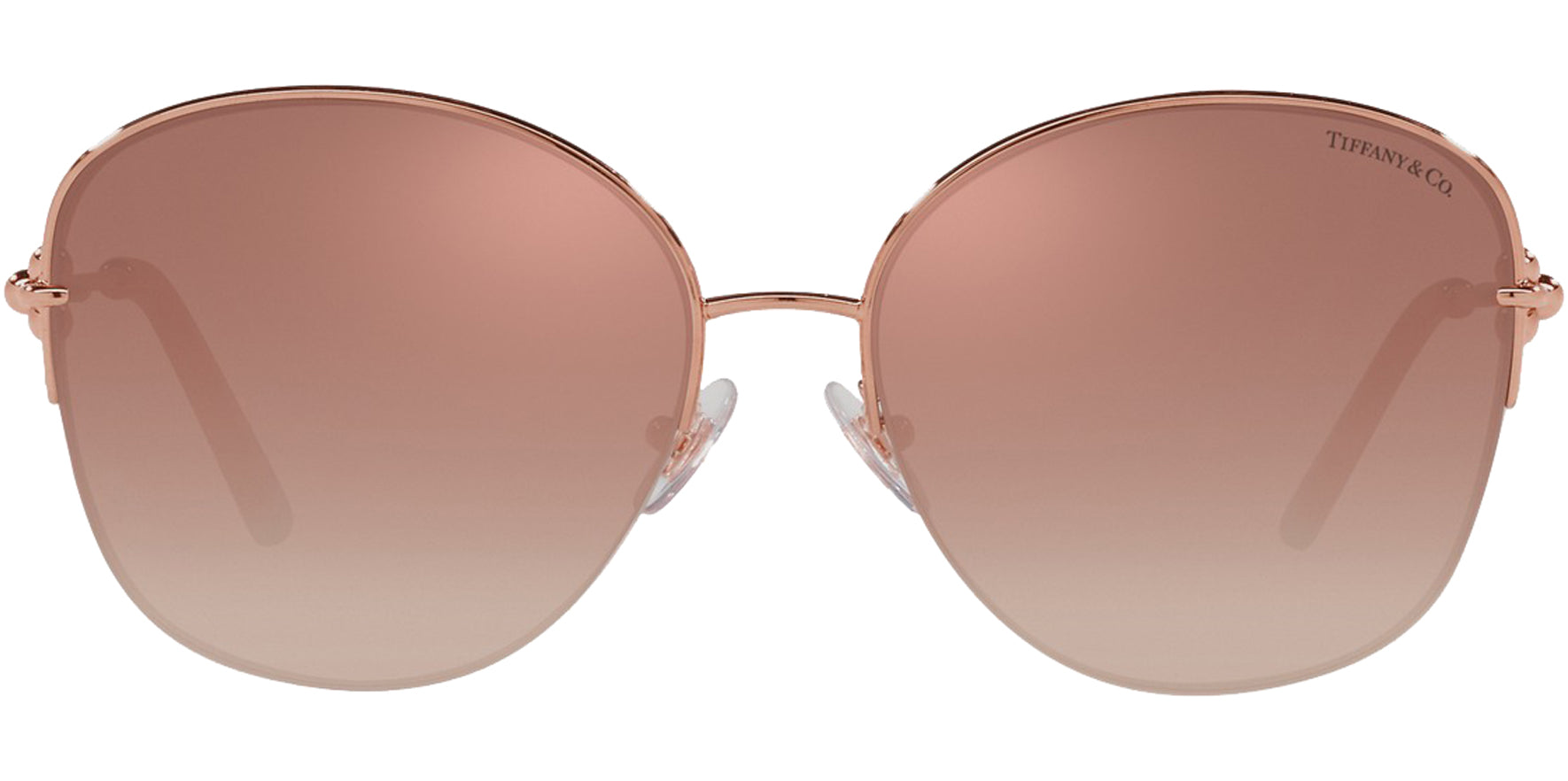 Tiffany & Co. Rubedo Women Semi-Rimless Butterfly Sunglasses TF3082-61053N Pink/Orange Mirrored Gradient Lens 58mm