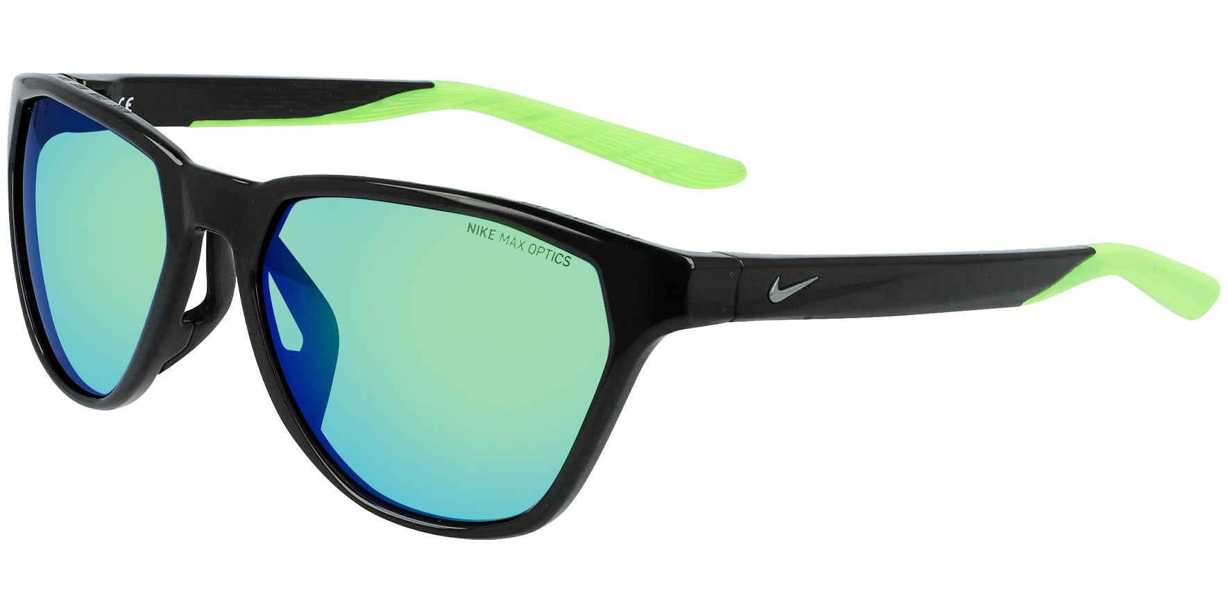 Nike Maverick Rise Black/Green Strike Geometric Sport Sunglasses DQ0870-012 Grey Green Mirrored Lens 56mm