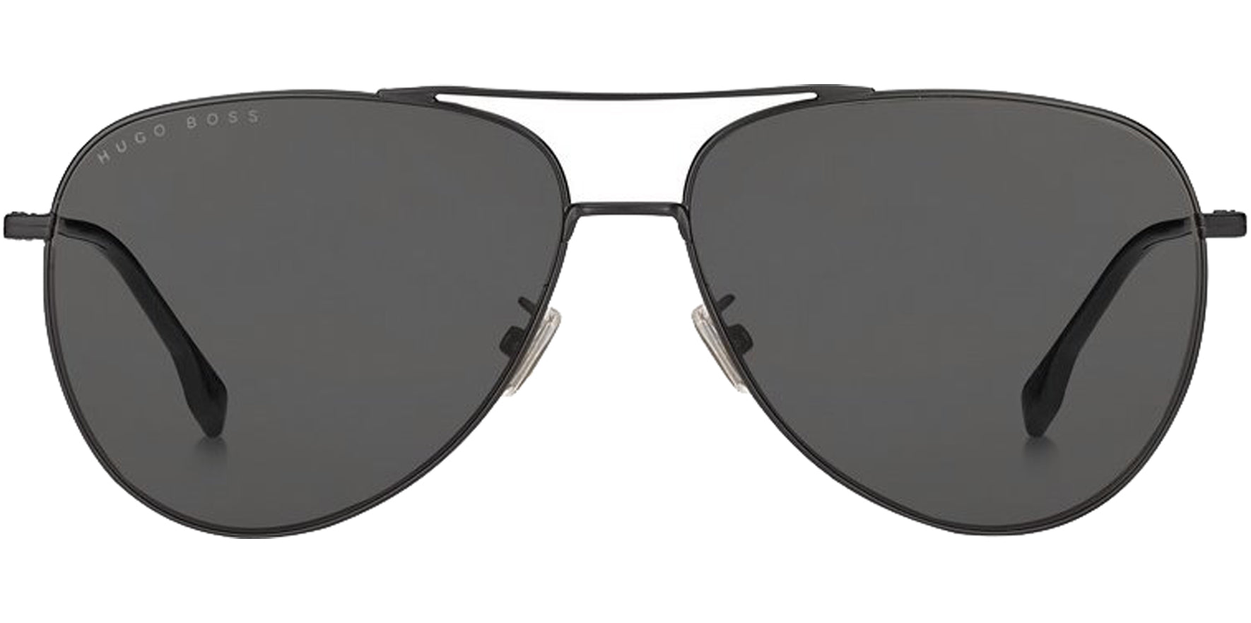 Hugo Boss Men Matte Black Slim Aviator Sunglasses B1219FSK-0I46-IR Grey Lens 63mm