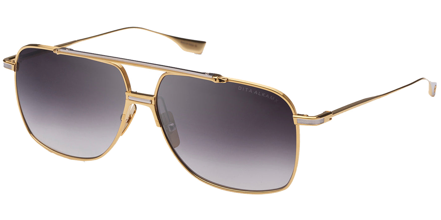 Dita ALKAMX Yellow Gold/Silver Titanium Navigator Sunglasses DTS100-A-01 Dark Grey Gradient Lens 61mm