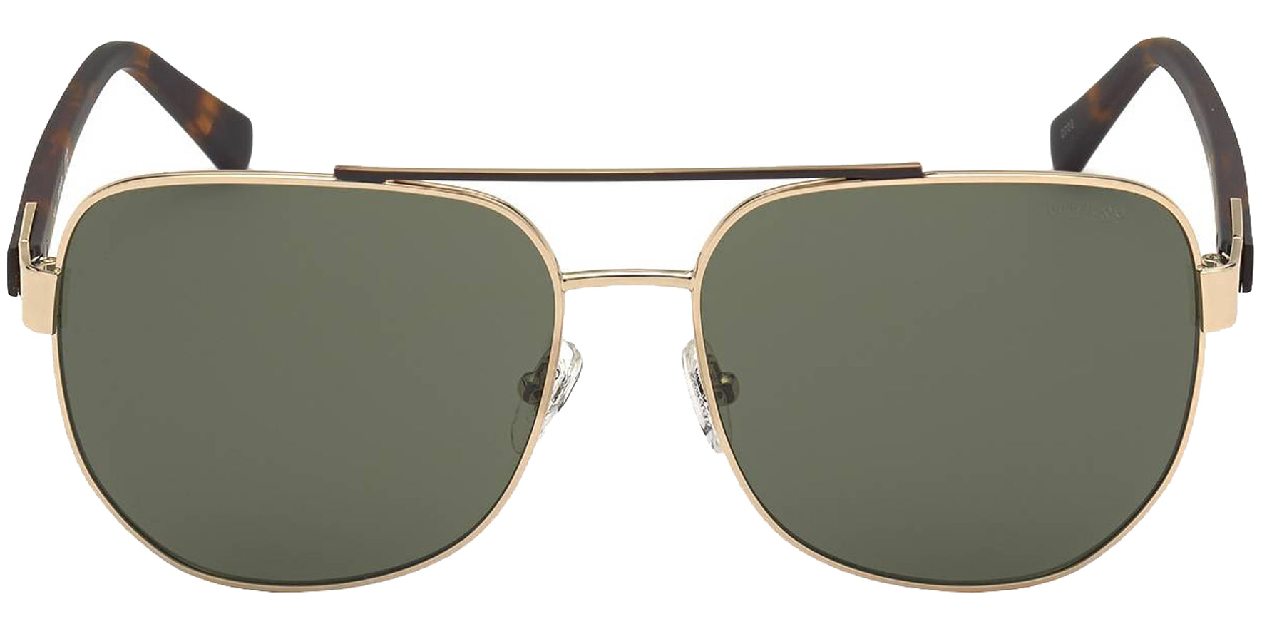 Guess Men Gold-Tone Navigator Sunglasses GU00015-32N Green Lens 61mm