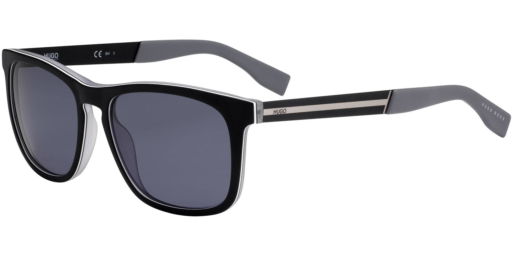 Hugo by Hugo Boss Men Matte Black/Ruthenium/Dark Grey Soft Square HG0245S-0O6W-IR Grey-Blue Lens 54mm