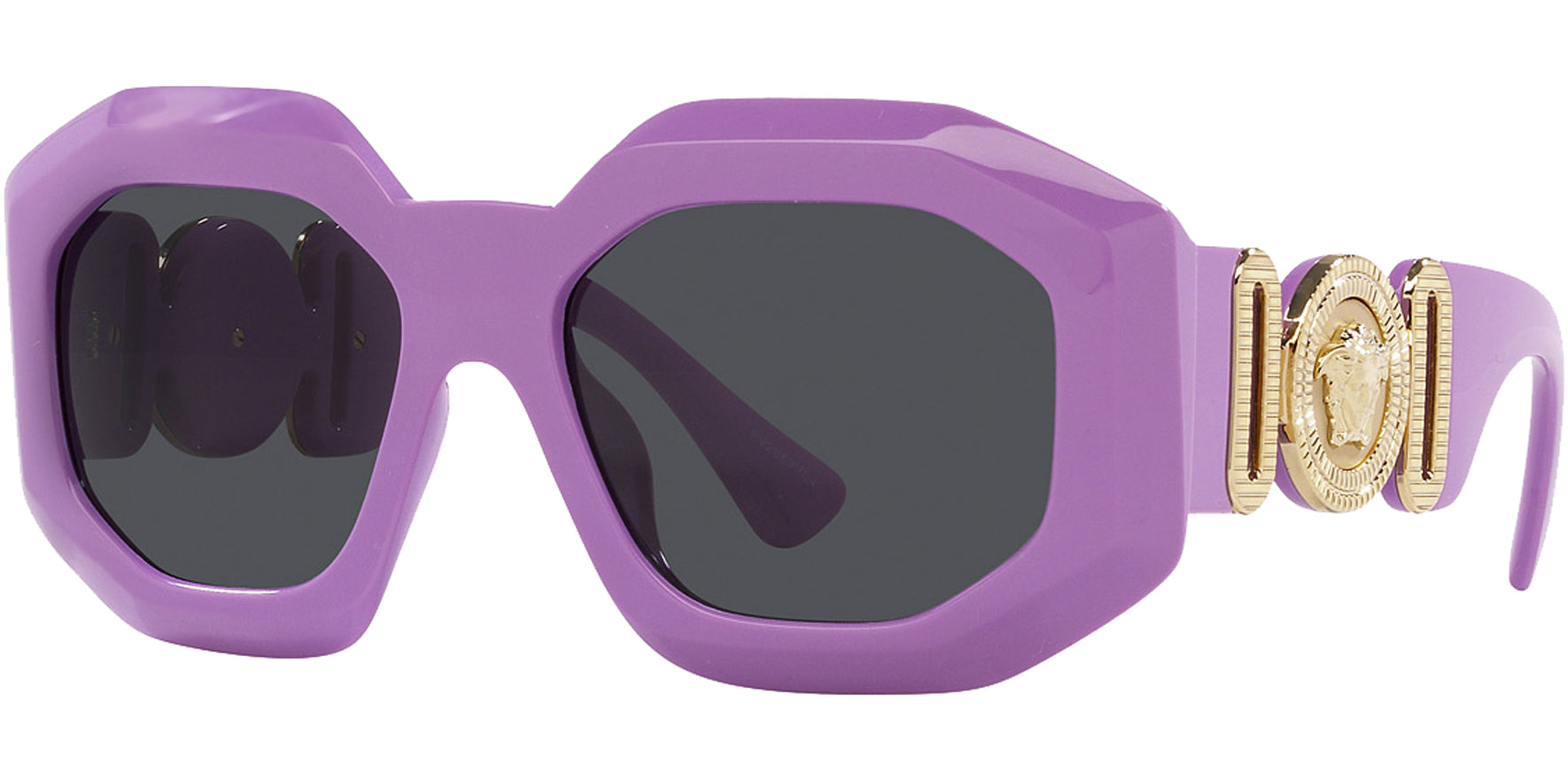 Versace Women Violet Geometric Rectangle Sunglasses VE4424U-536687 Dark Gray Lens 56mm