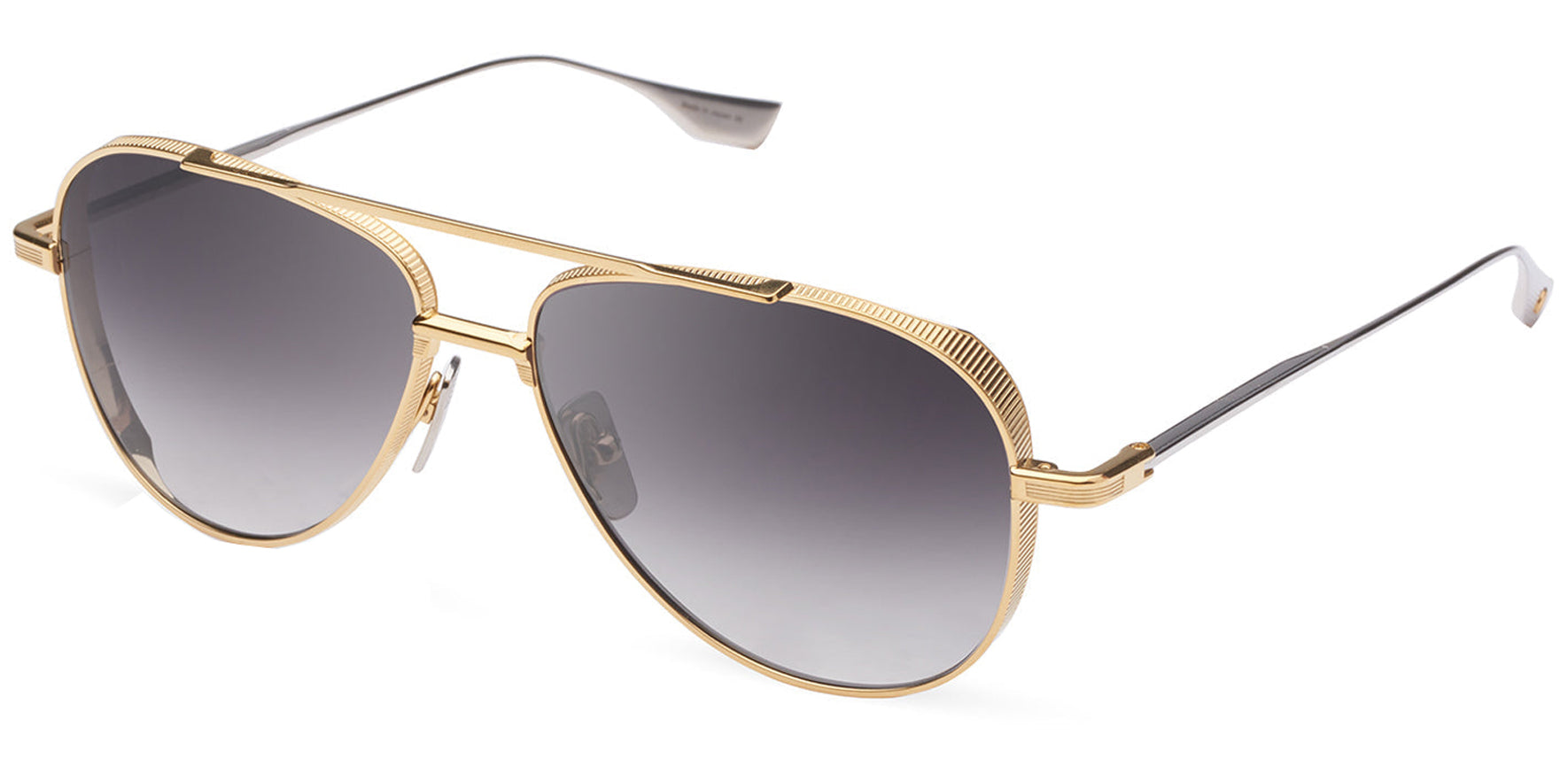 DITA Subsystem Men Yellow Gold/Silver Aviator Sunglasses DTS141-A-01 Grey Gradient Lens 58mm