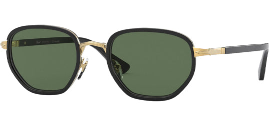 Persol Men Gold-Tone/Black Oval Sunglasses PO2471S-109758 Green Polarized Lens 50mm